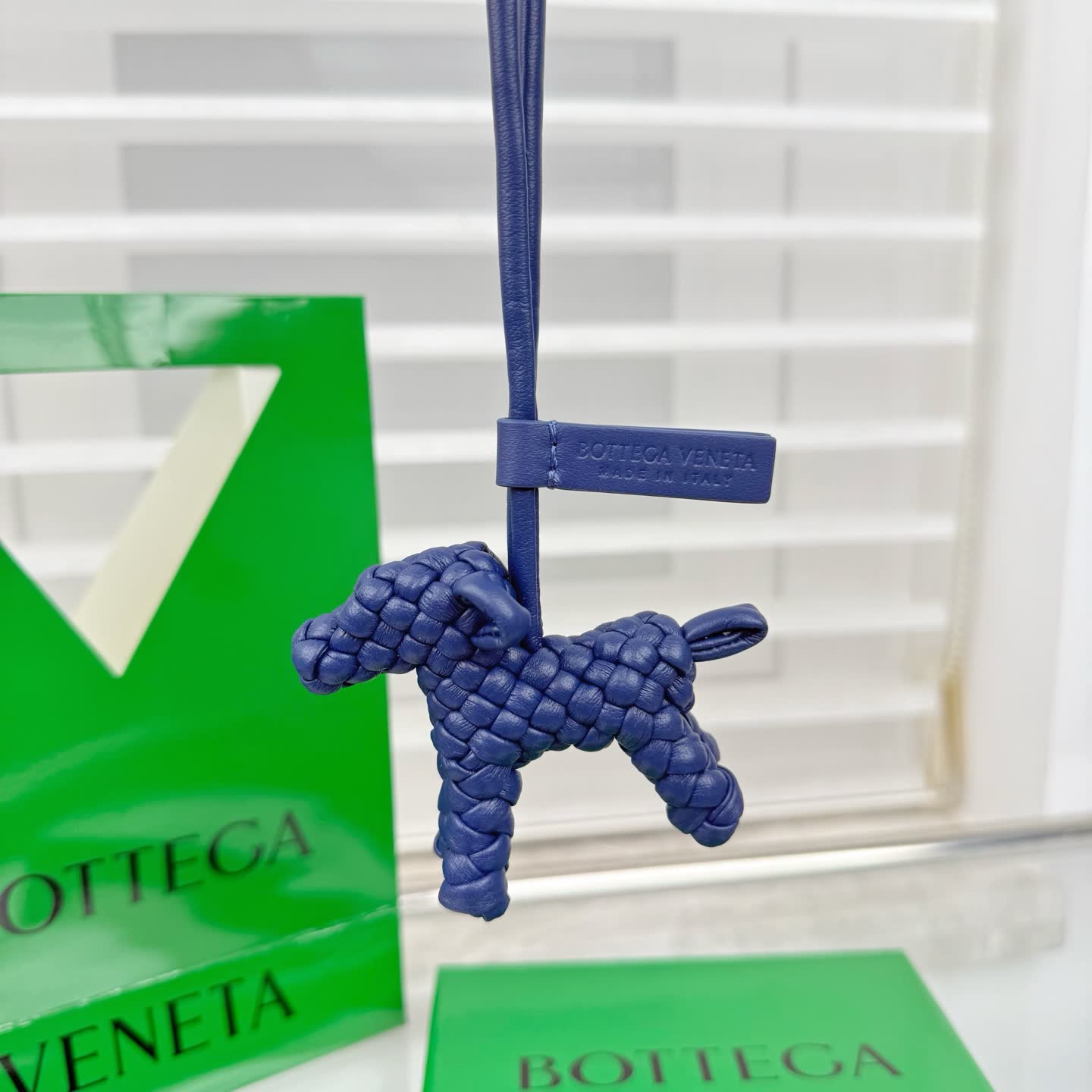 Bottega Veneta Blue Leather Keychain